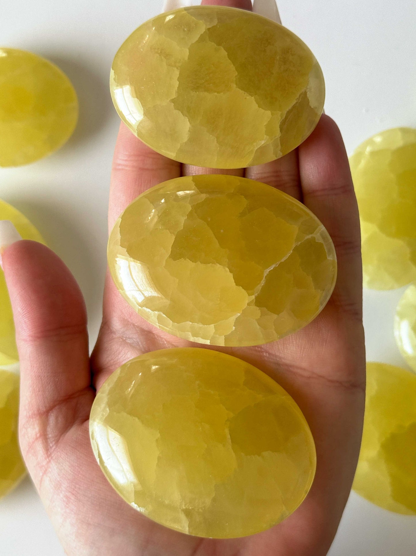 Lemon Calcite Palm Stone