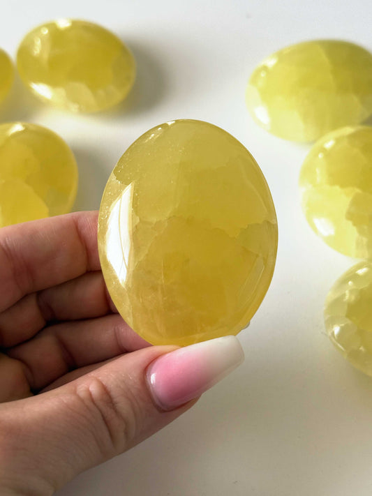Lemon Calcite Palm Stone