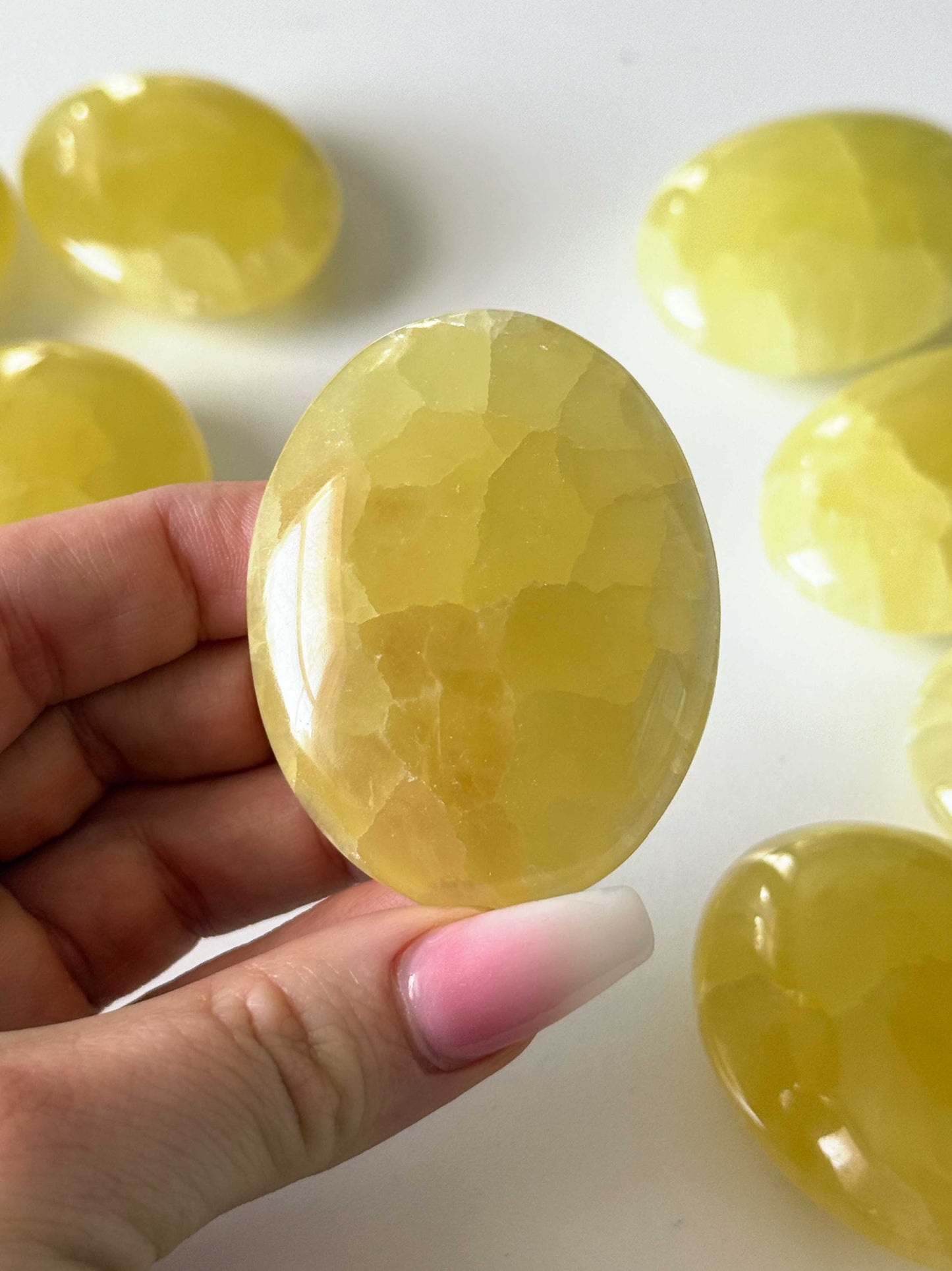 Lemon Calcite Palm Stone