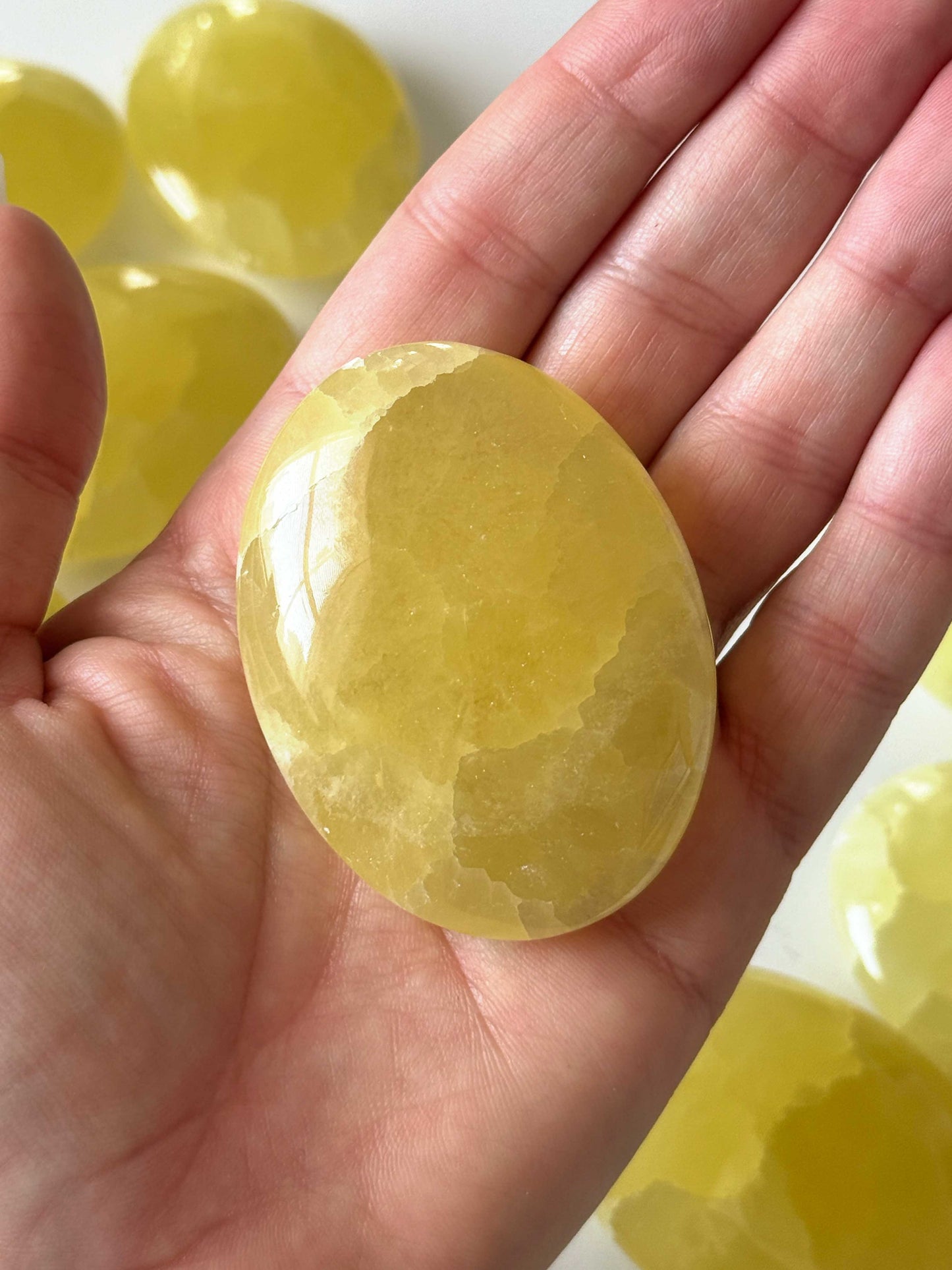 Lemon Calcite Palm Stone