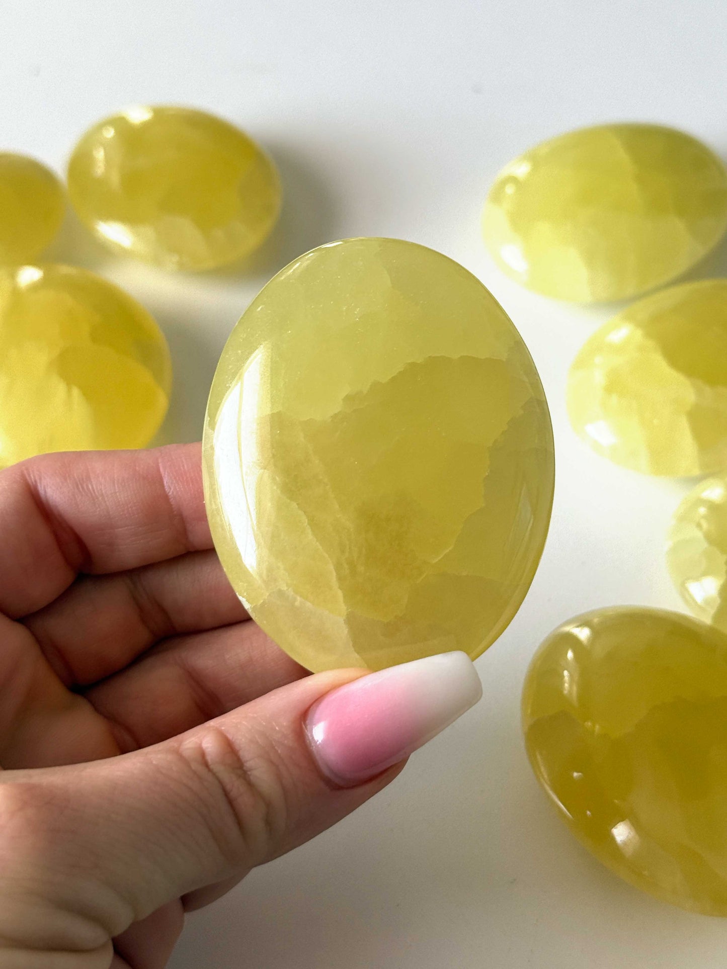 Lemon Calcite Palm Stone