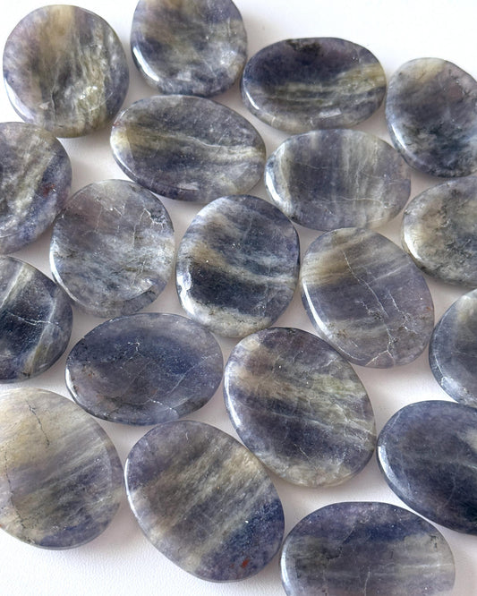 Stormy Iolite Worry Stone