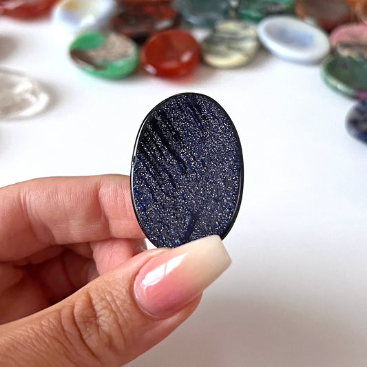 Blue Goldstone Worry Stone