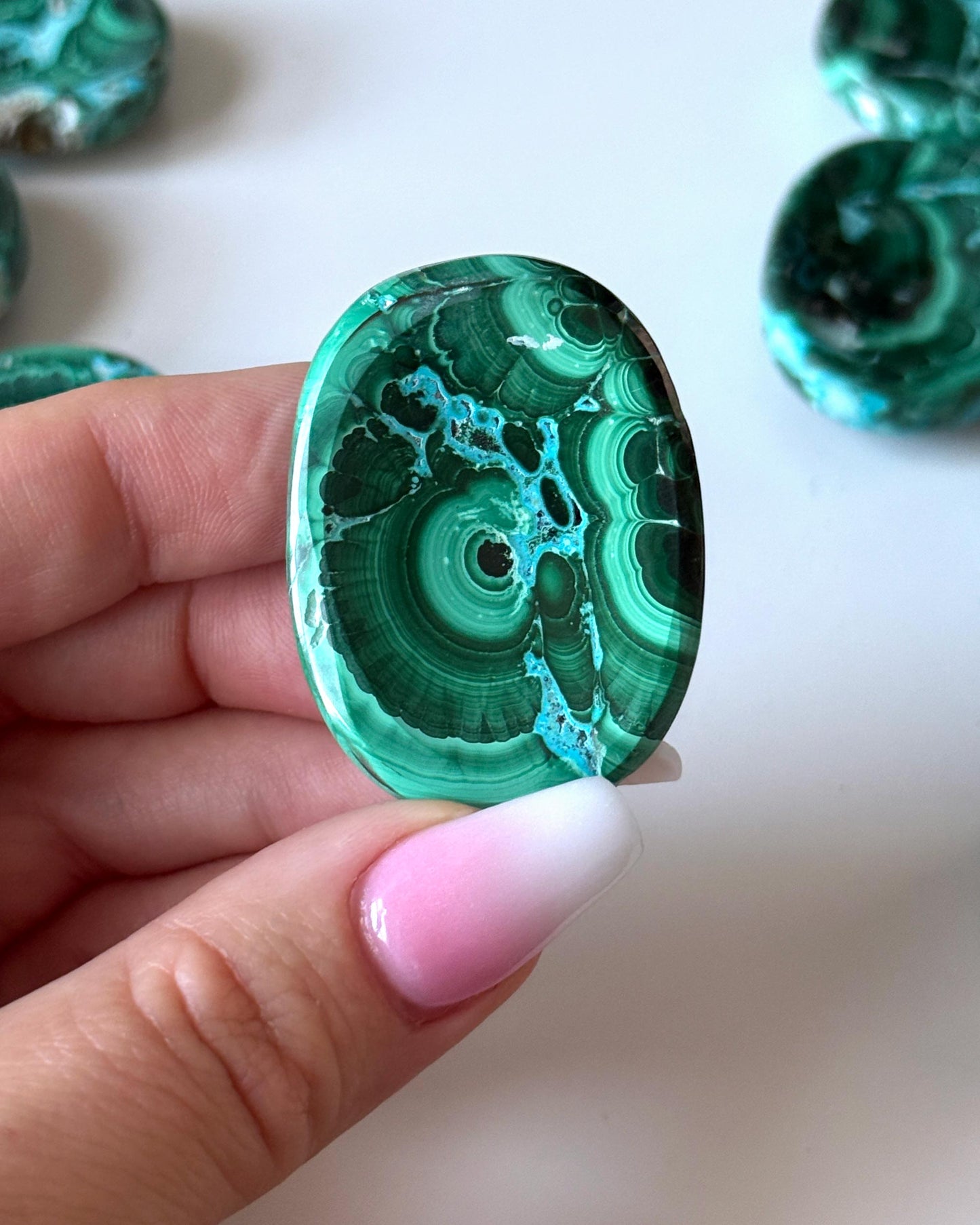 Malachite Chrysocolla Worry Stone