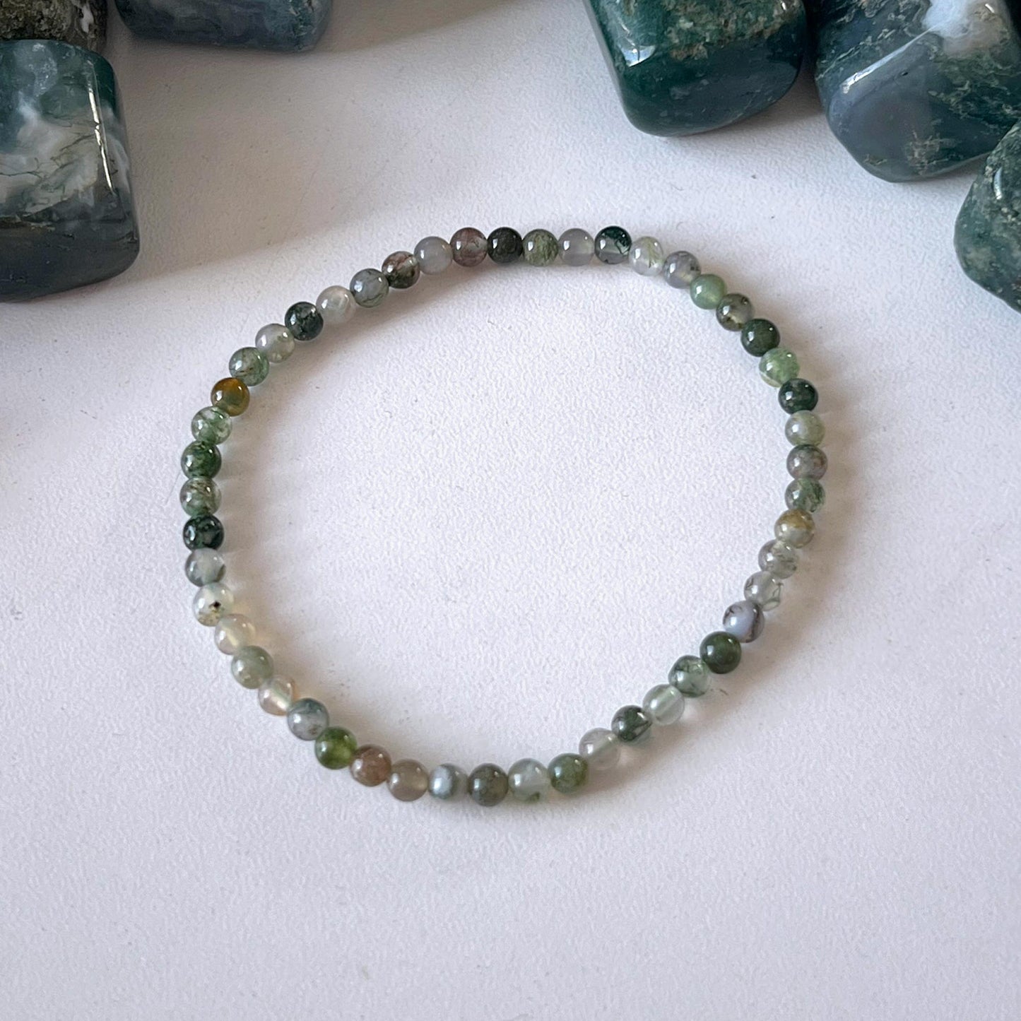 Moss Agate Bracelet 4mm