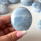 Icy Blue Calcite Palm Stone