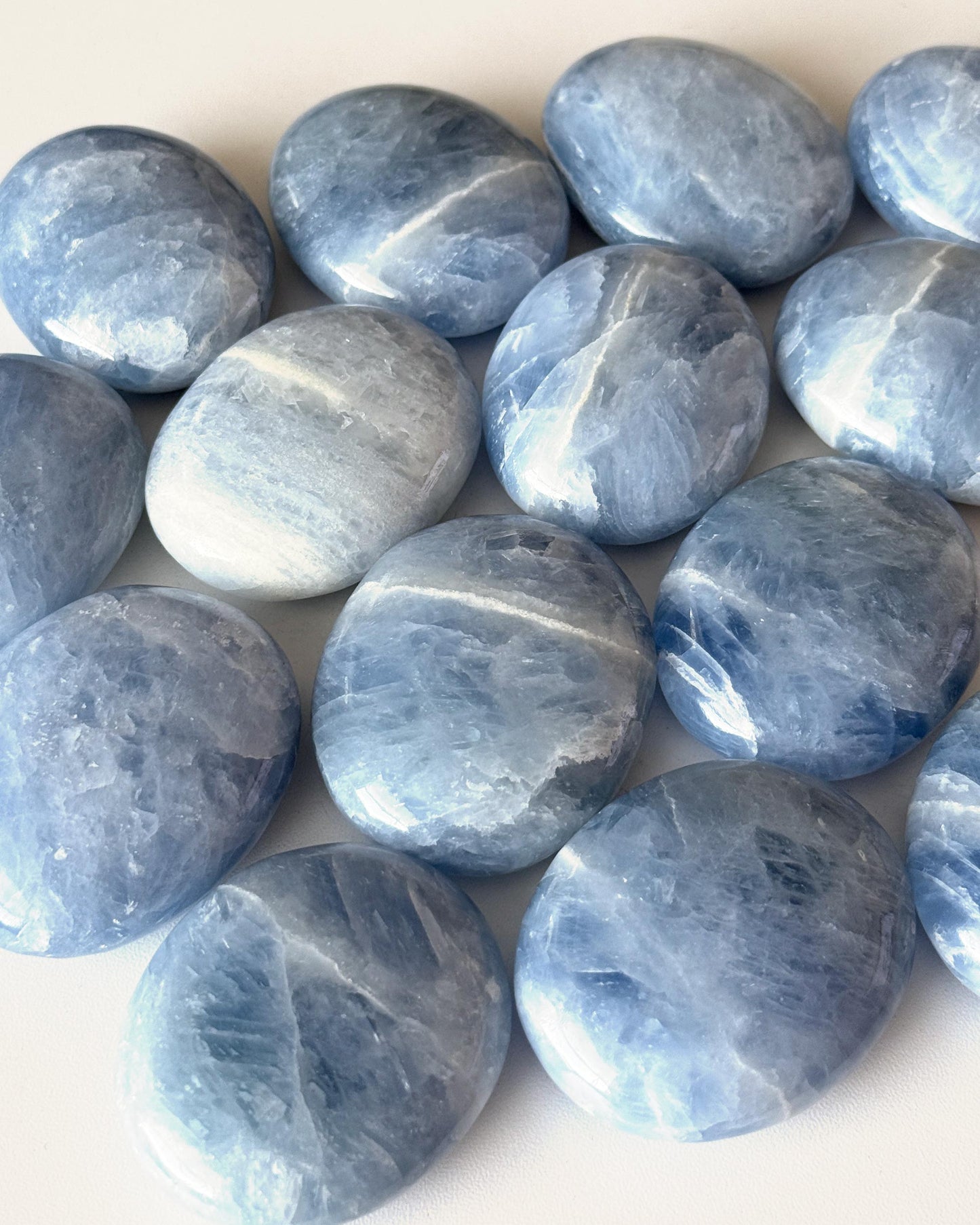 Icy Blue Calcite Palm Stone