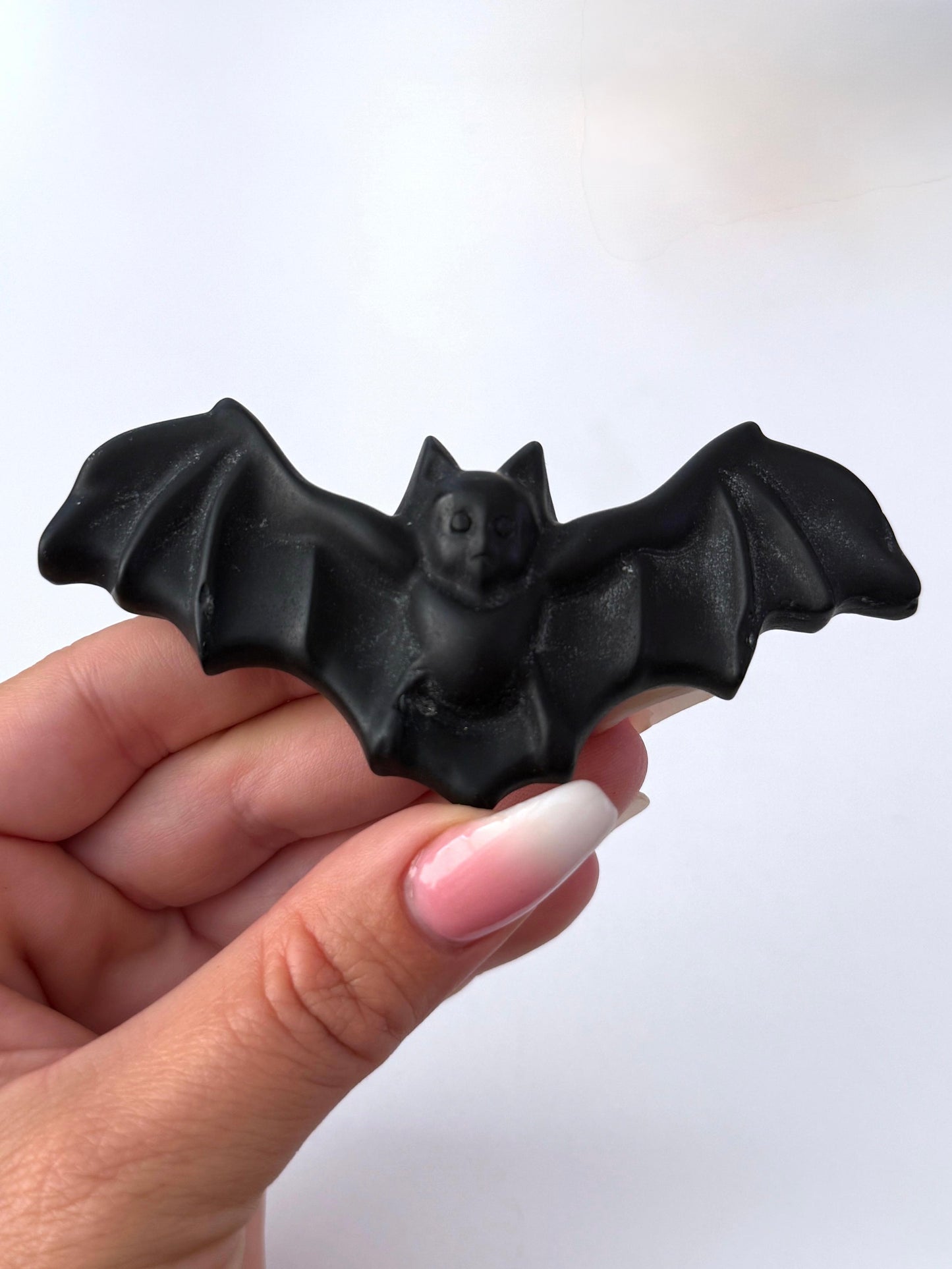 Black Obsidian Bat Carving