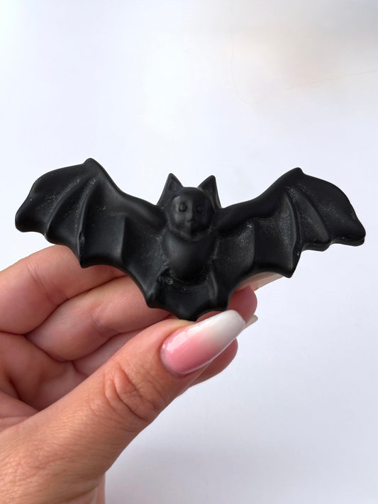 Black Obsidian Bat Carving