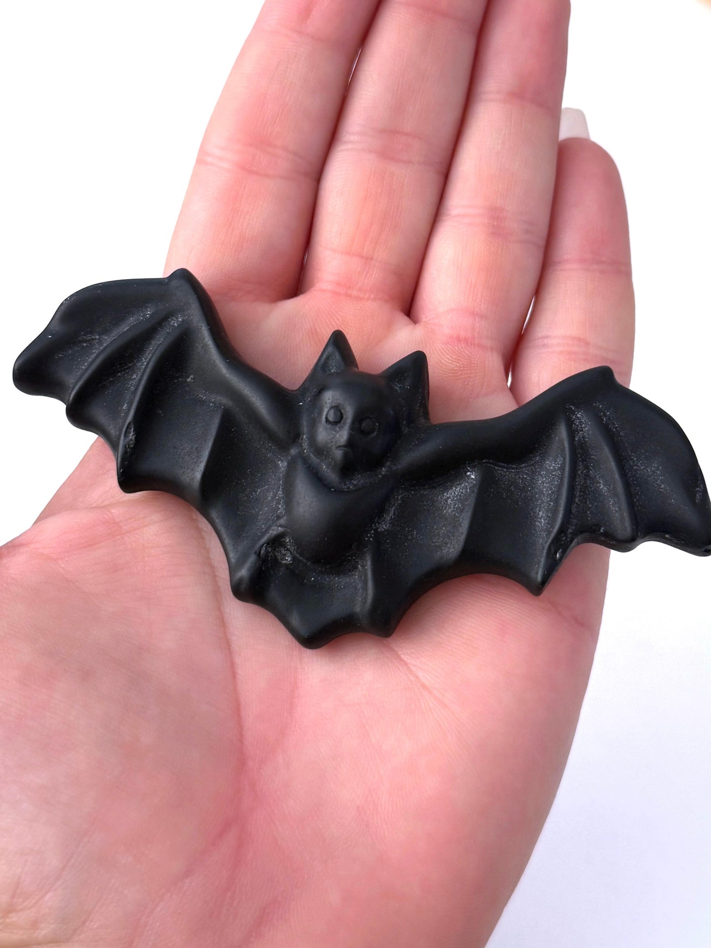 Black Obsidian Bat Carving