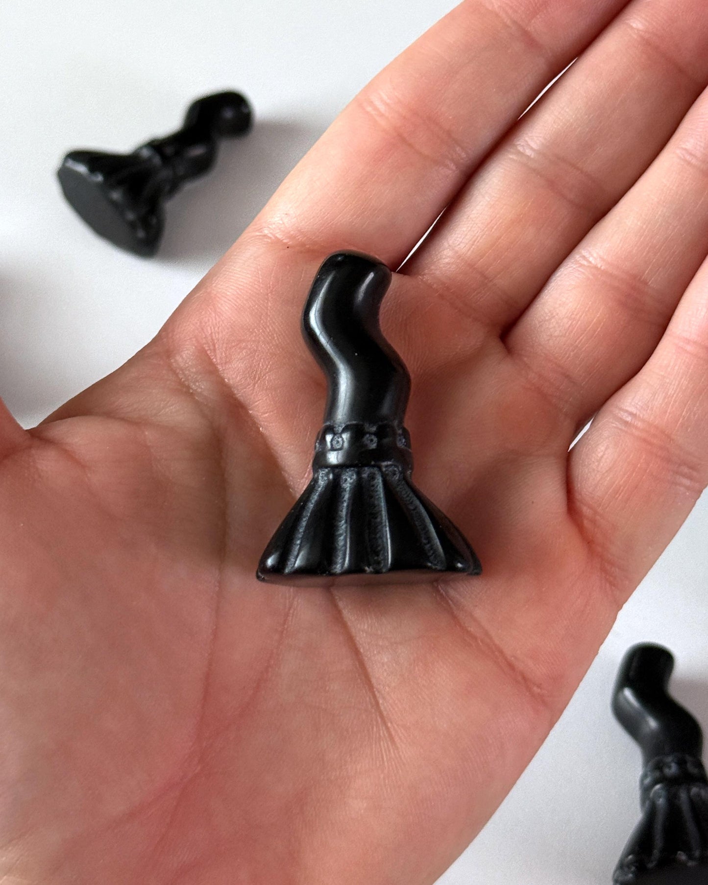 Black Obsidian Witch Broom Carving