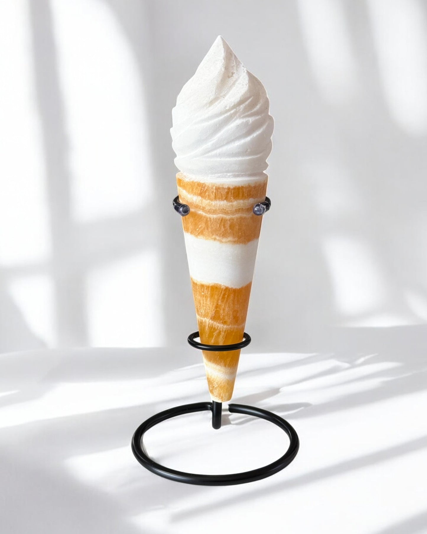 Orange Calcite Ice Cream Cone Carving