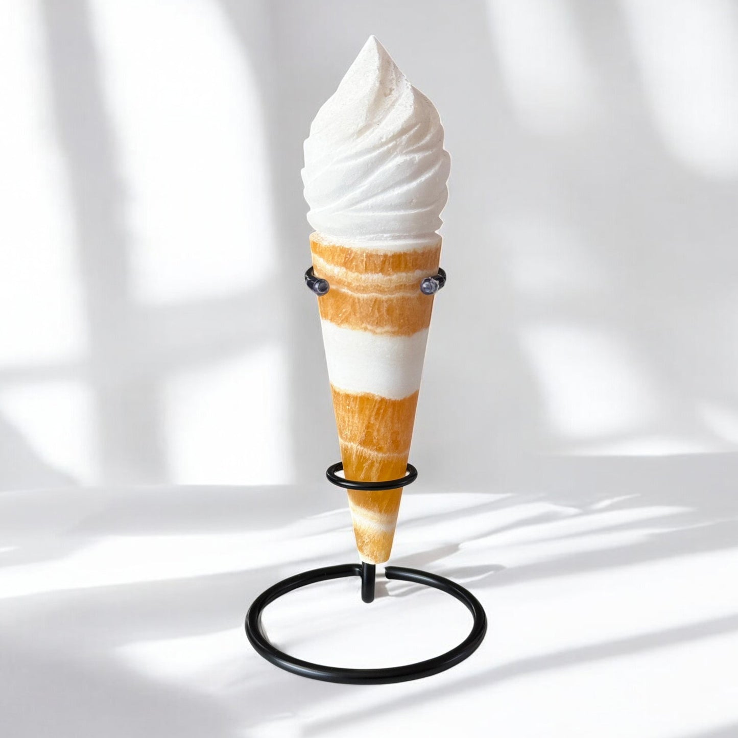 Orange Calcite Ice Cream Cone Carving