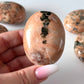 Peach Moonstone with Tourmaline Palm Stone