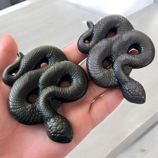 Obsidian Snake Carving