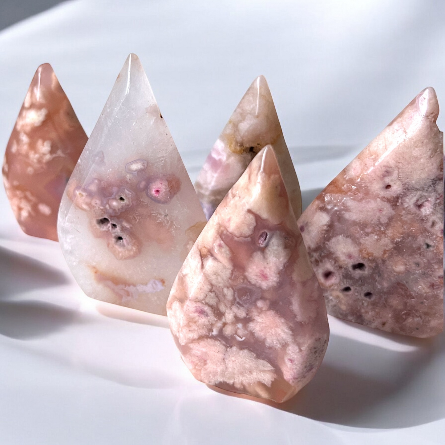 Pink Flower Agate Flame Point