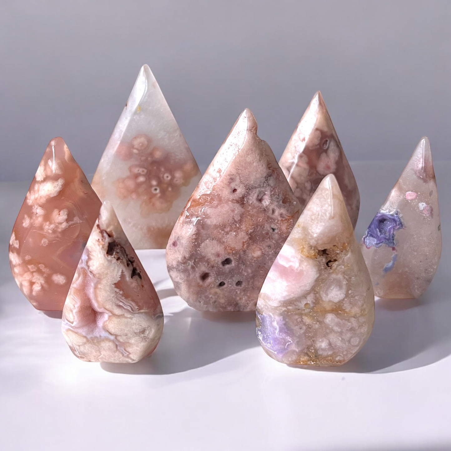 Pink Flower Agate Flame Point