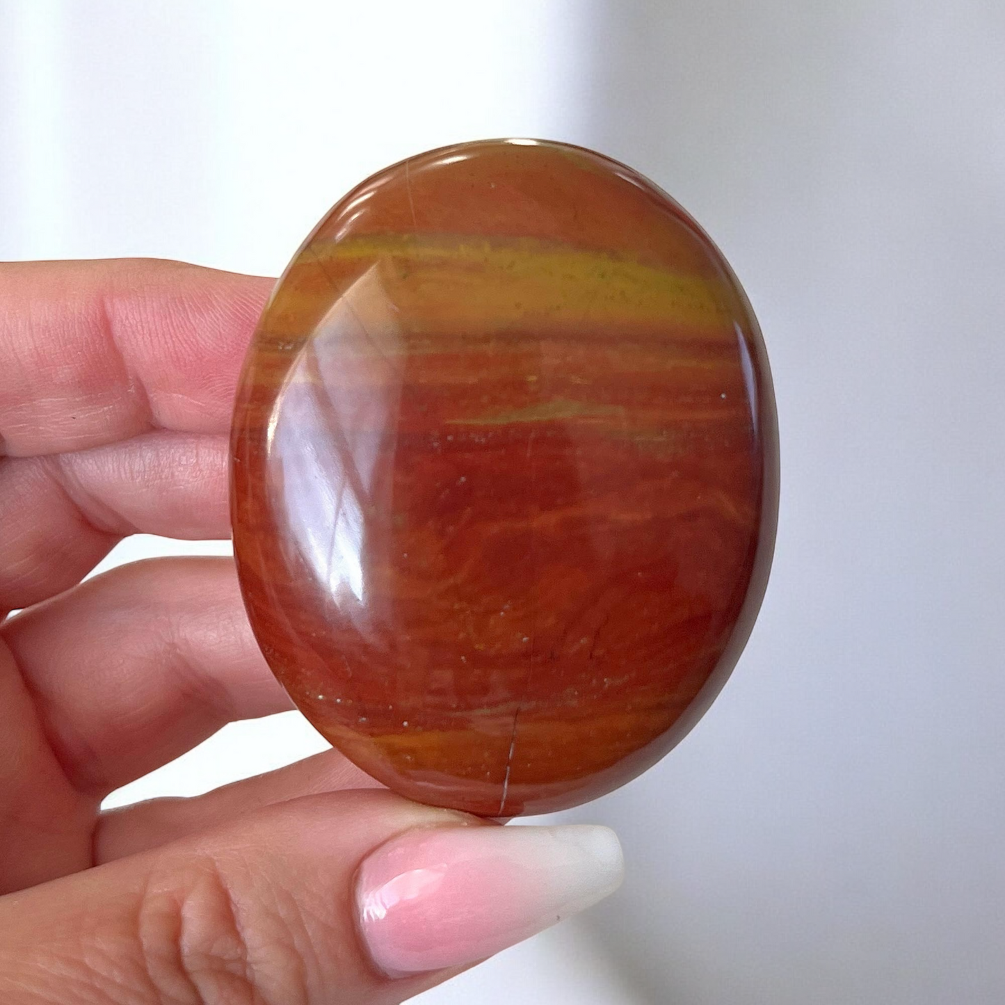 Gold Banded Red Jasper Palm Stone