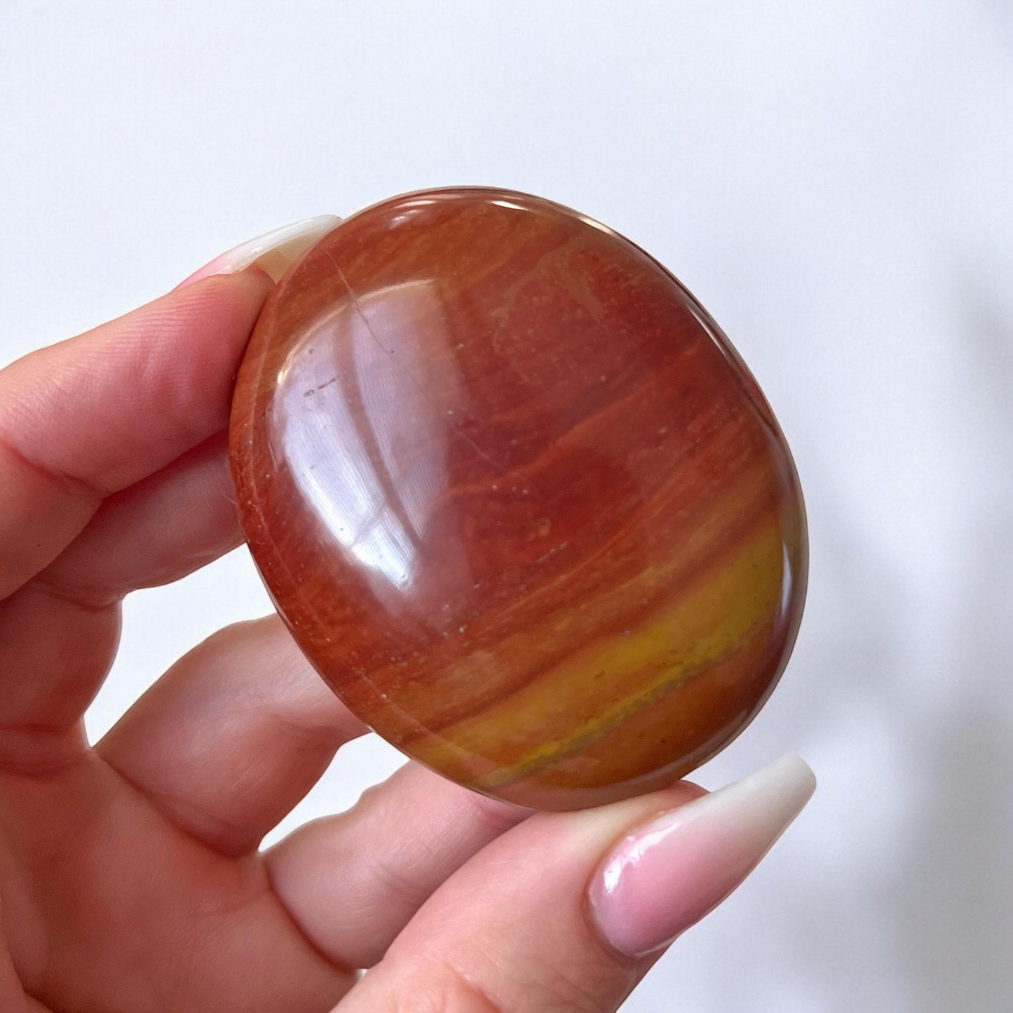 Gold Banded Red Jasper Palm Stone