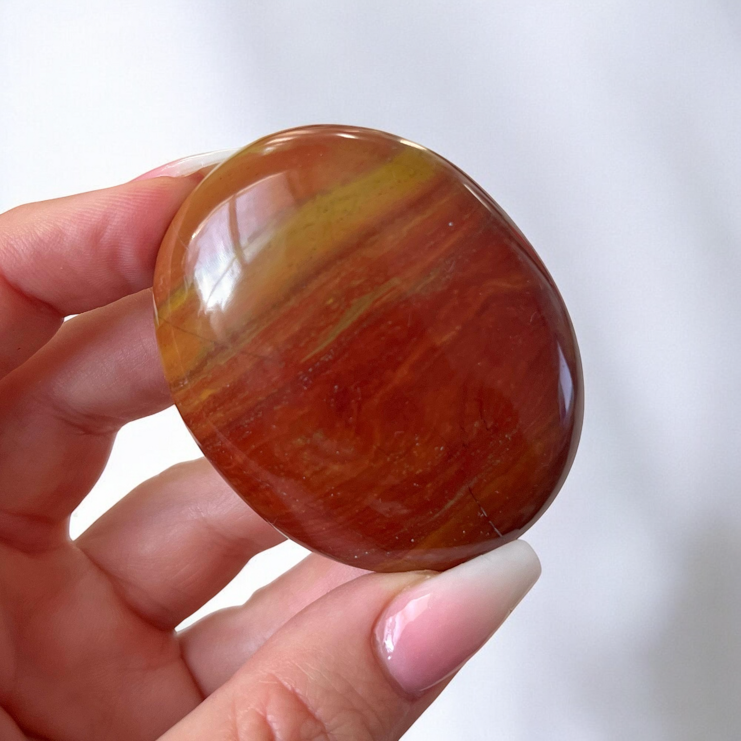 Gold Banded Red Jasper Palm Stone