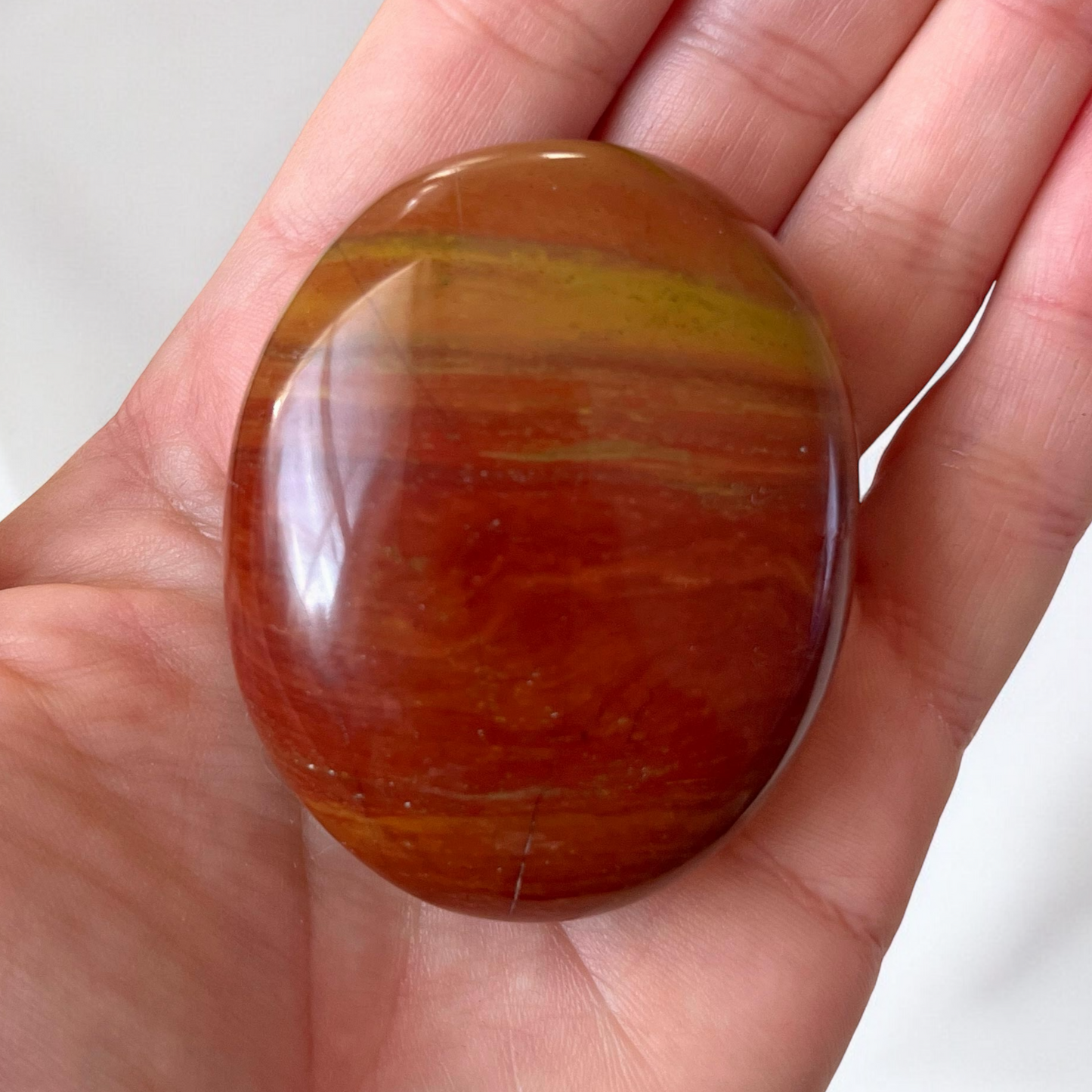 Gold Banded Red Jasper Palm Stone