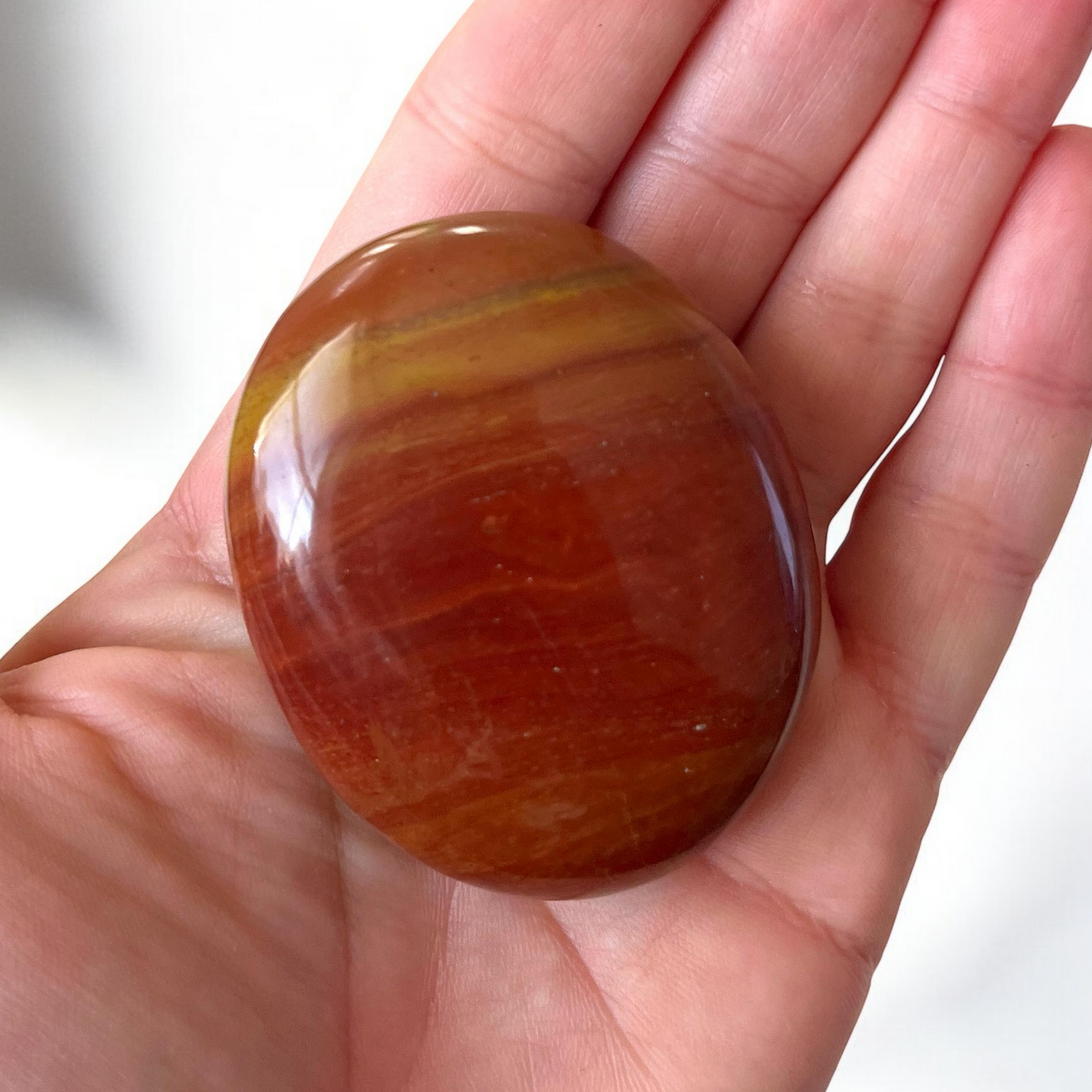 Gold Banded Red Jasper Palm Stone