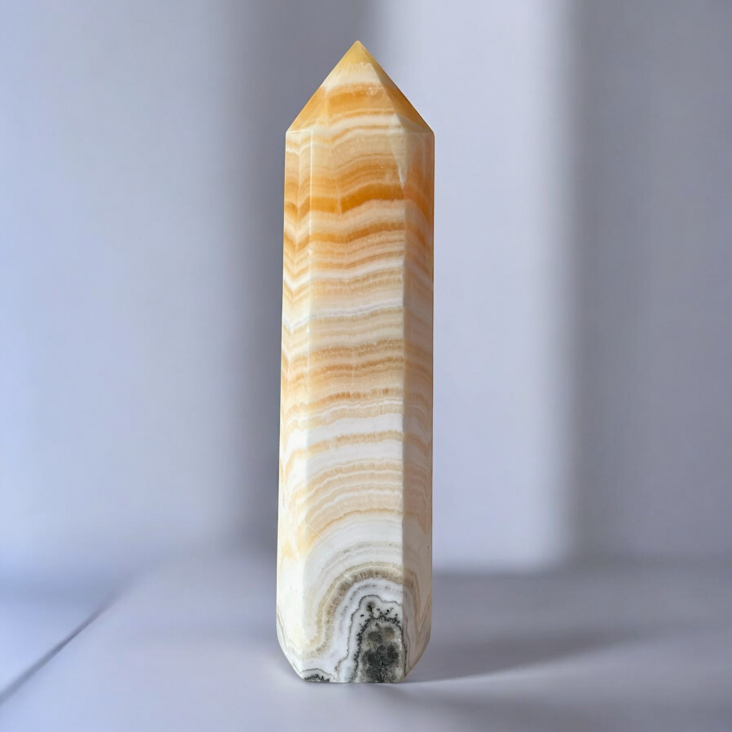 Yellow Banded Calcite with Dendrite Tower