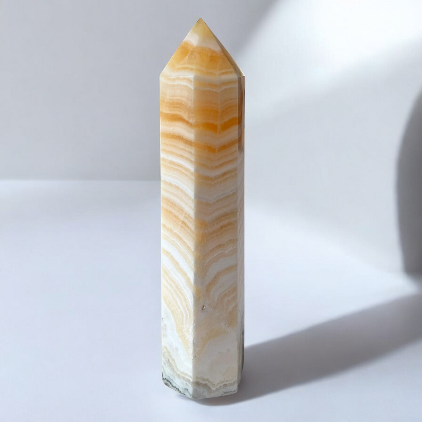 Yellow Banded Calcite with Dendrite Tower