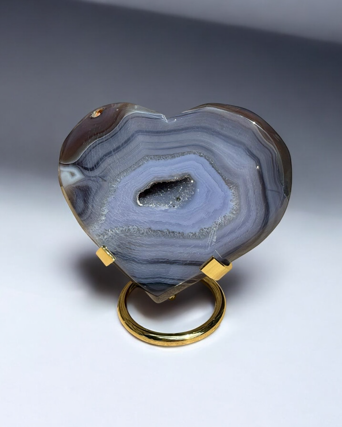 Banded Agate Druzy Heart on Stand