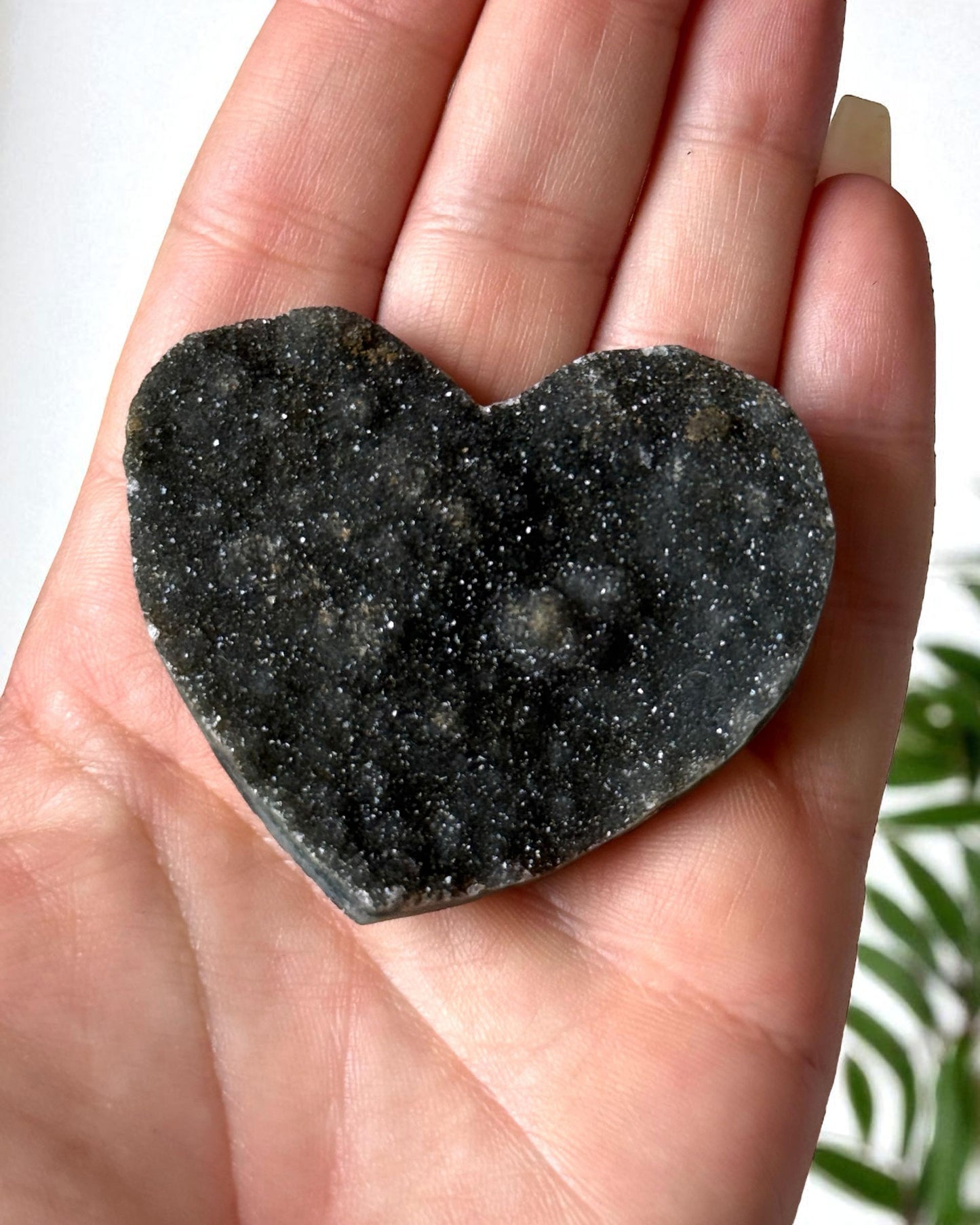 Black Amethyst Druzy Heart