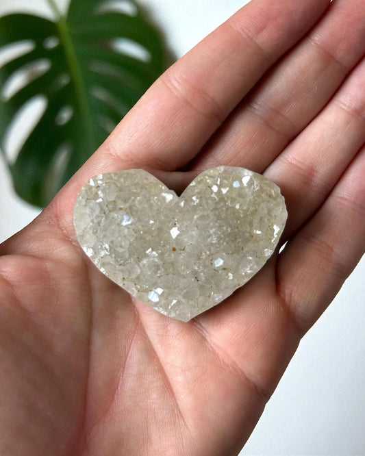 White Amethyst Druzy Heart