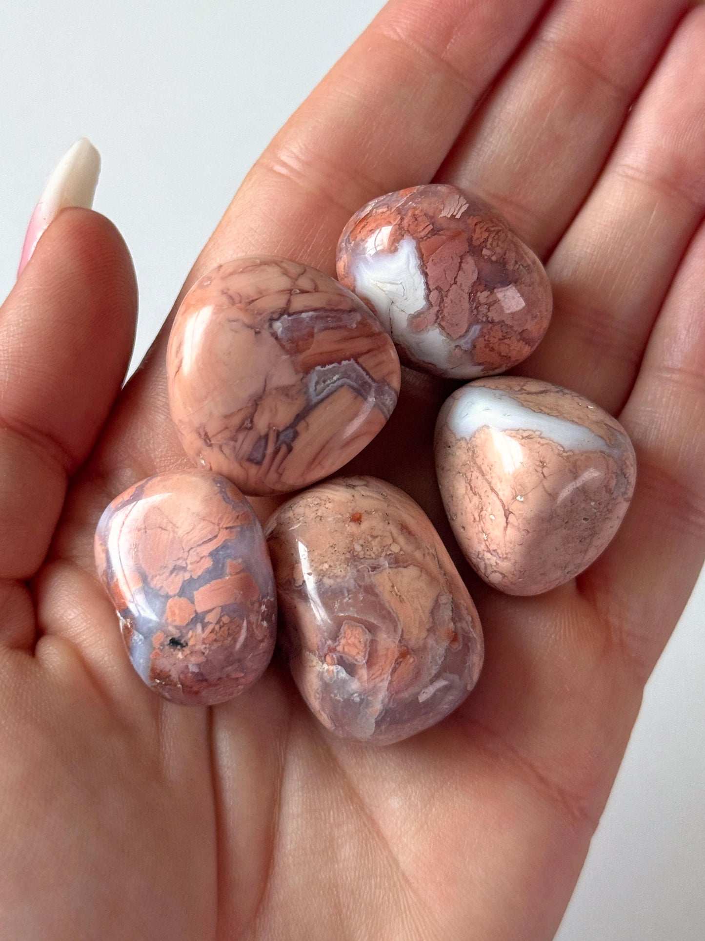 Pink Cotton Candy Agate Tumbled Stone
