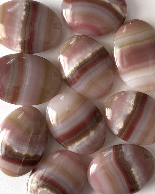 Pink Banded Onyx Palm Stone