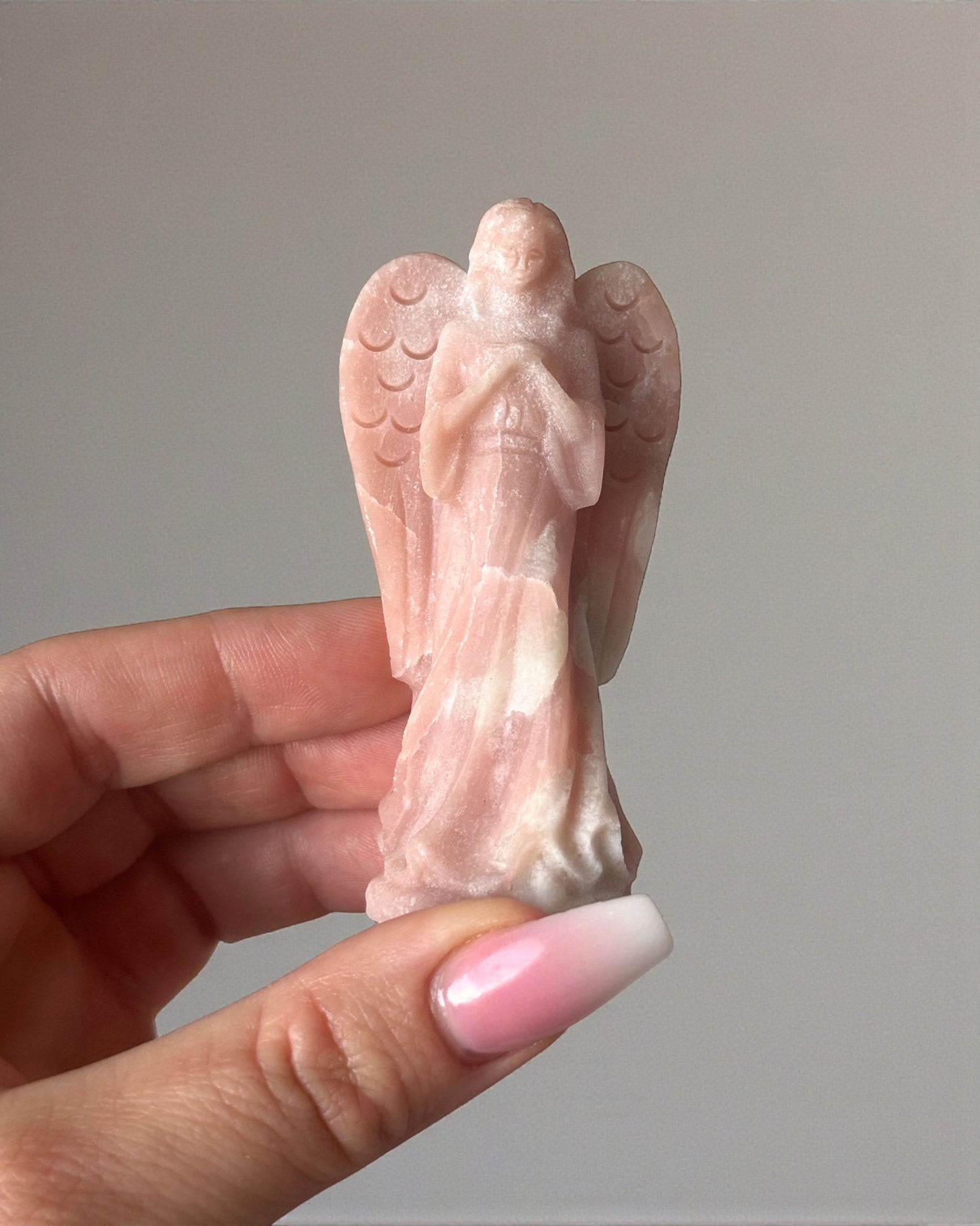 Pink Opal Angel Carving