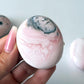 Pink Opal with Dendrite Palm Stone