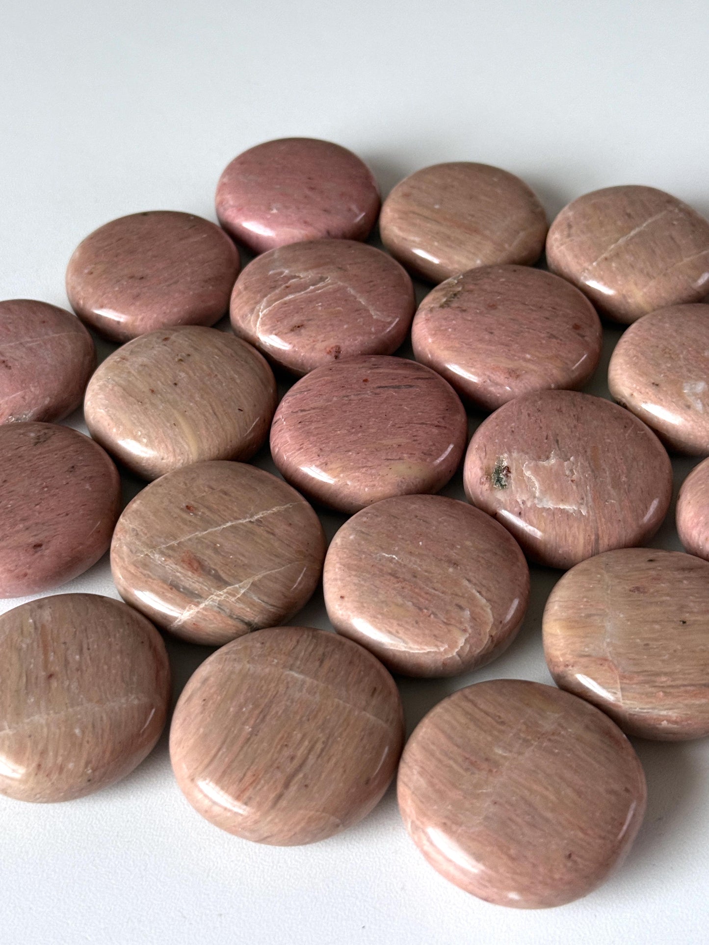 Pink Petrified Wood Round Palm Stone