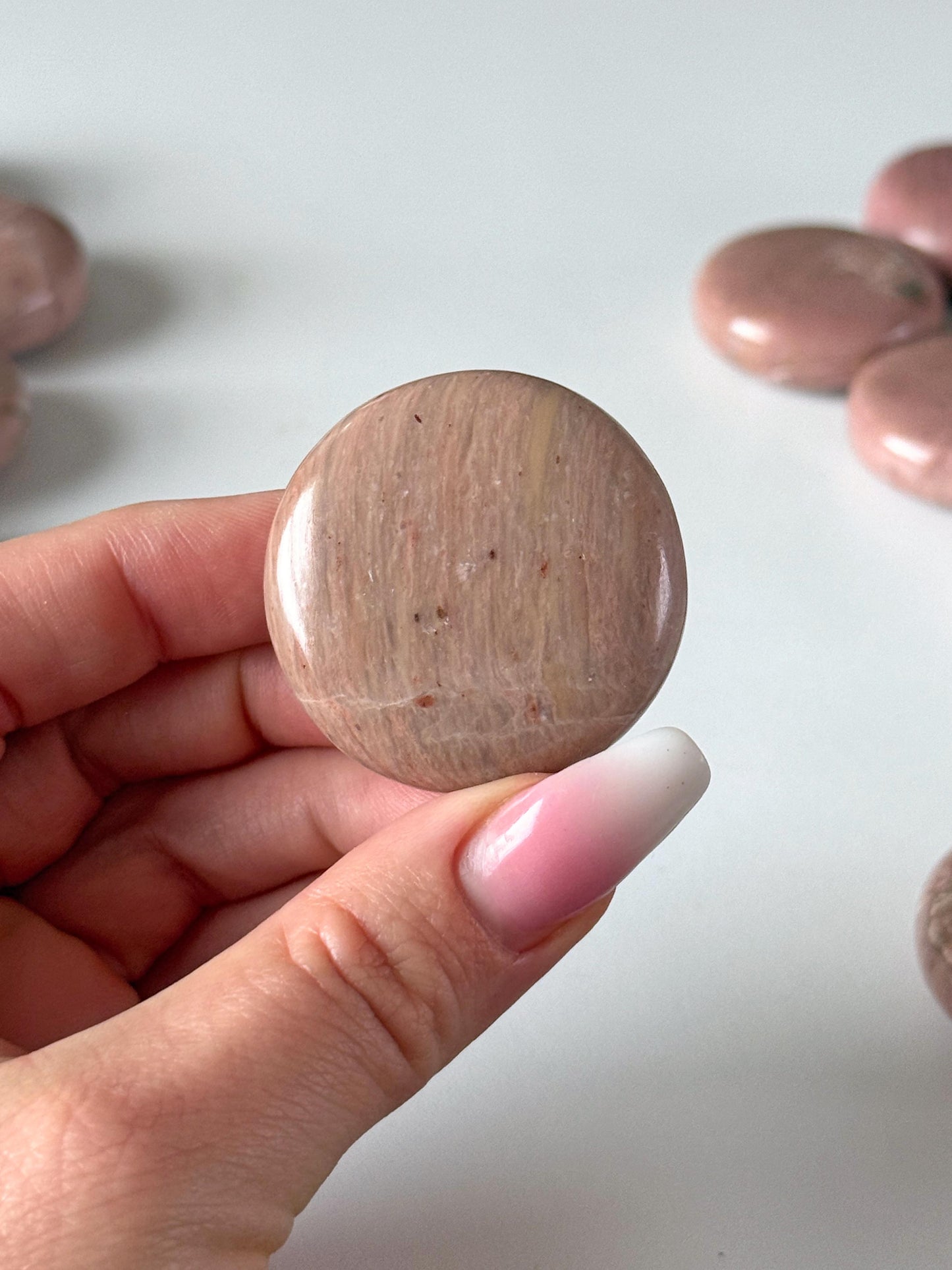 Pink Petrified Wood Round Palm Stone
