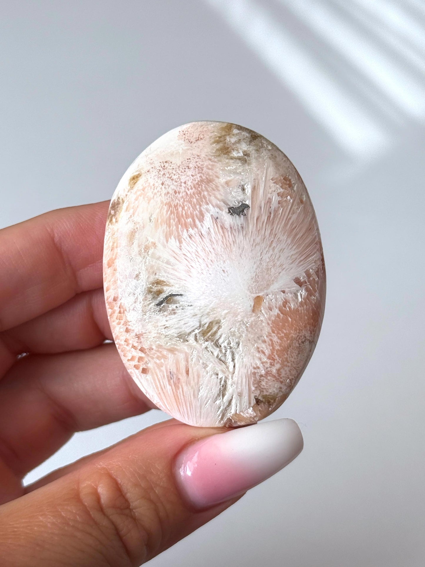 Pink Scolecite Palm Stone