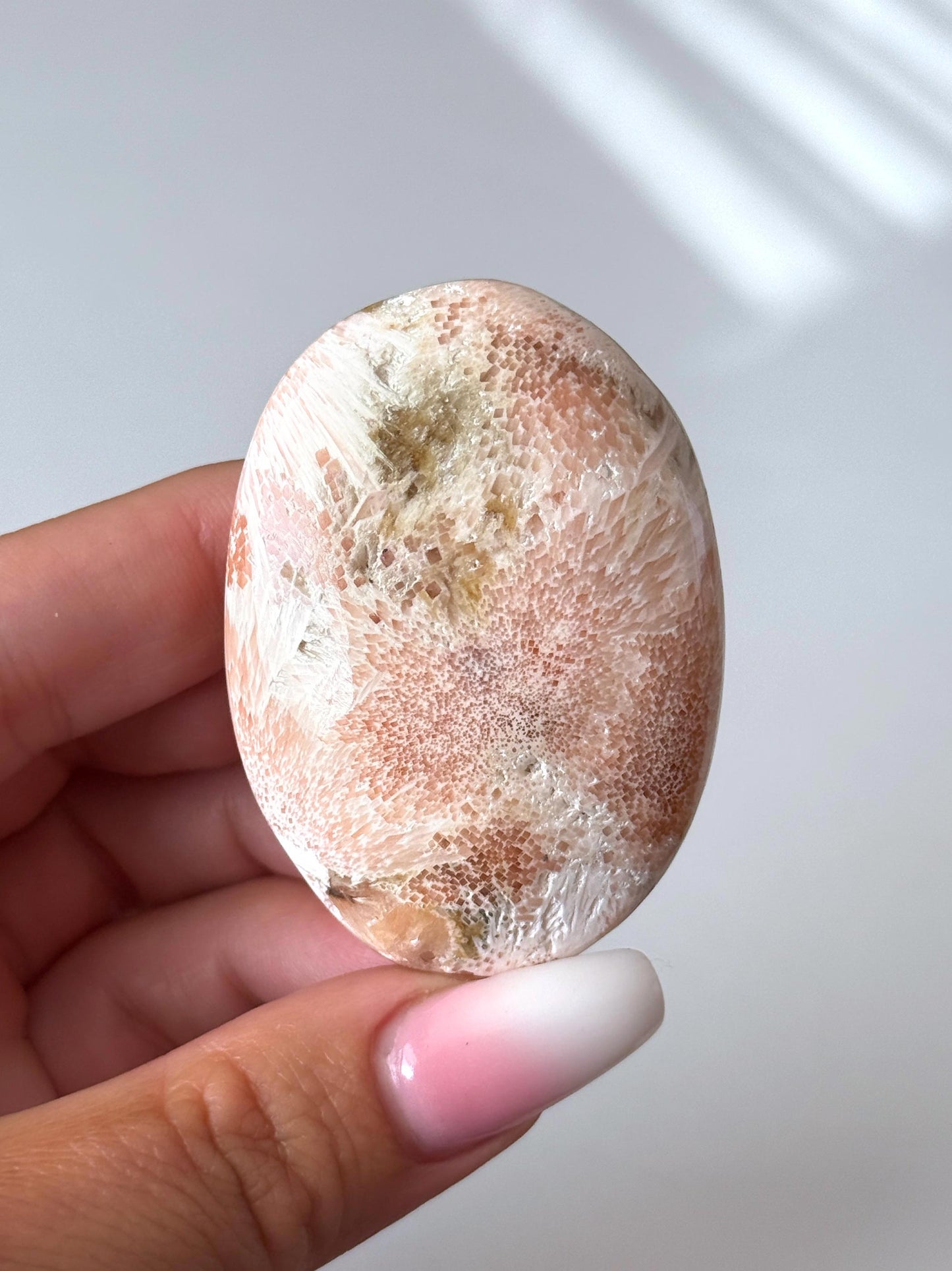 Pink Scolecite Palm Stone