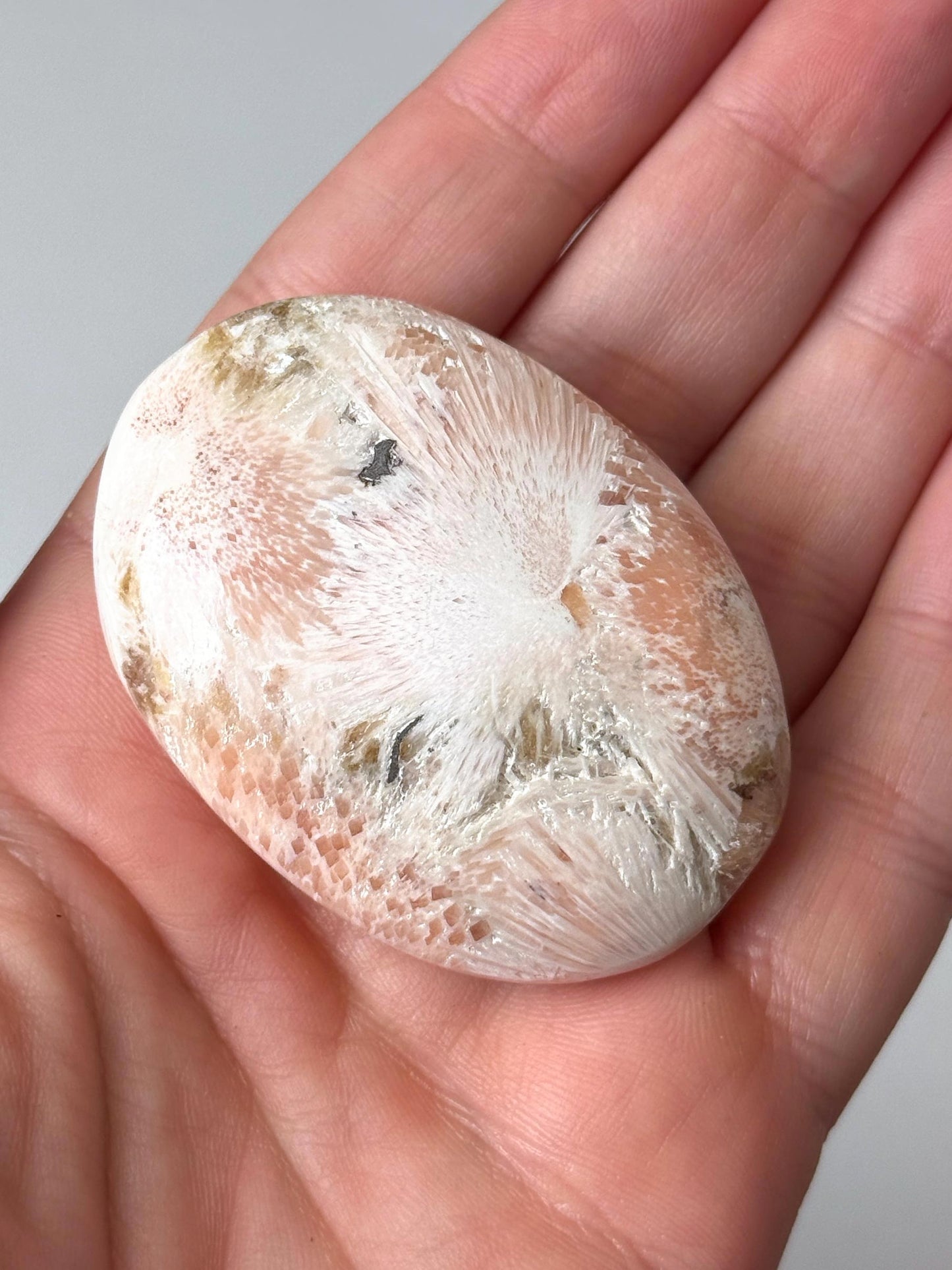 Pink Scolecite Palm Stone