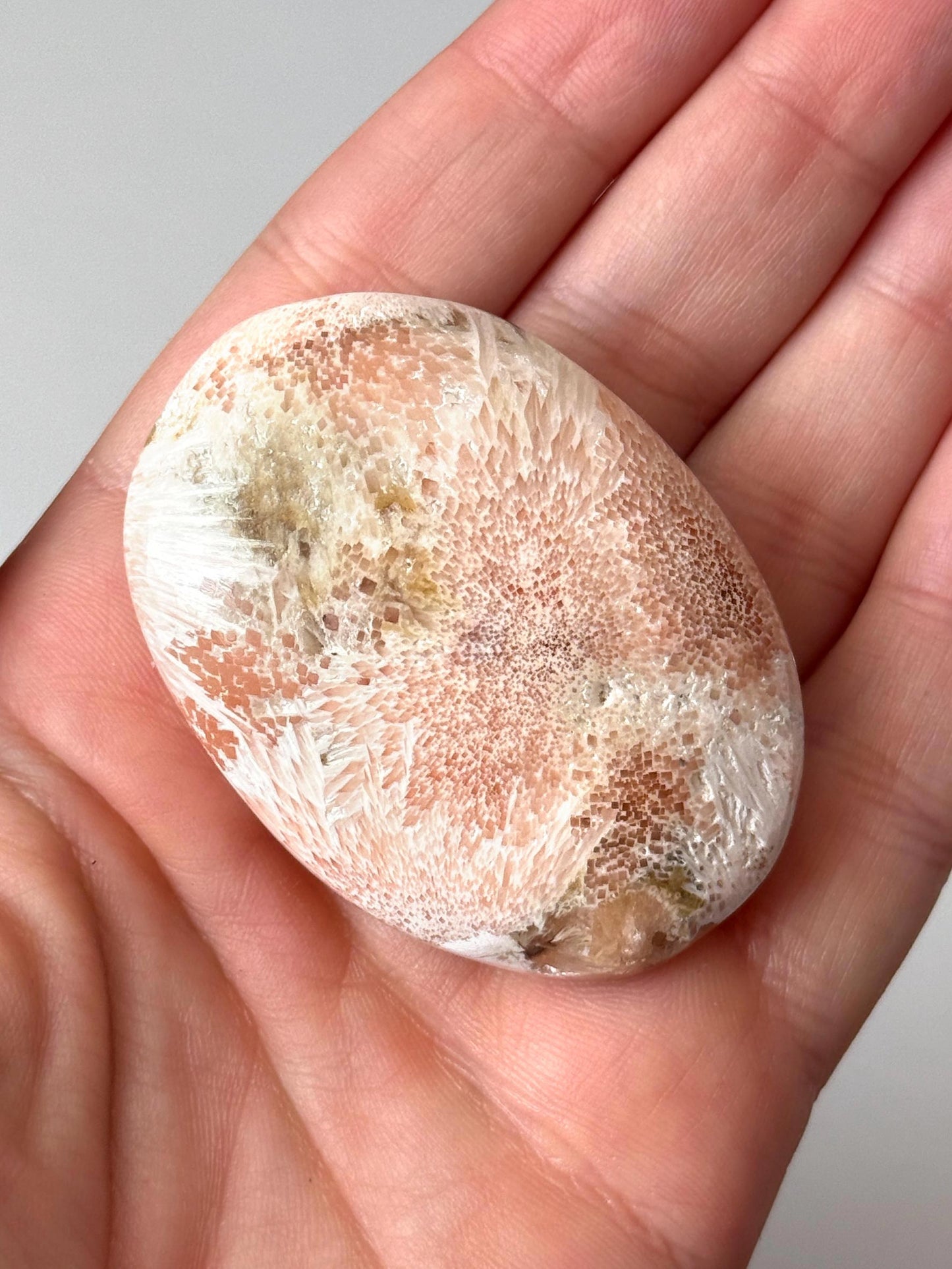 Pink Scolecite Palm Stone