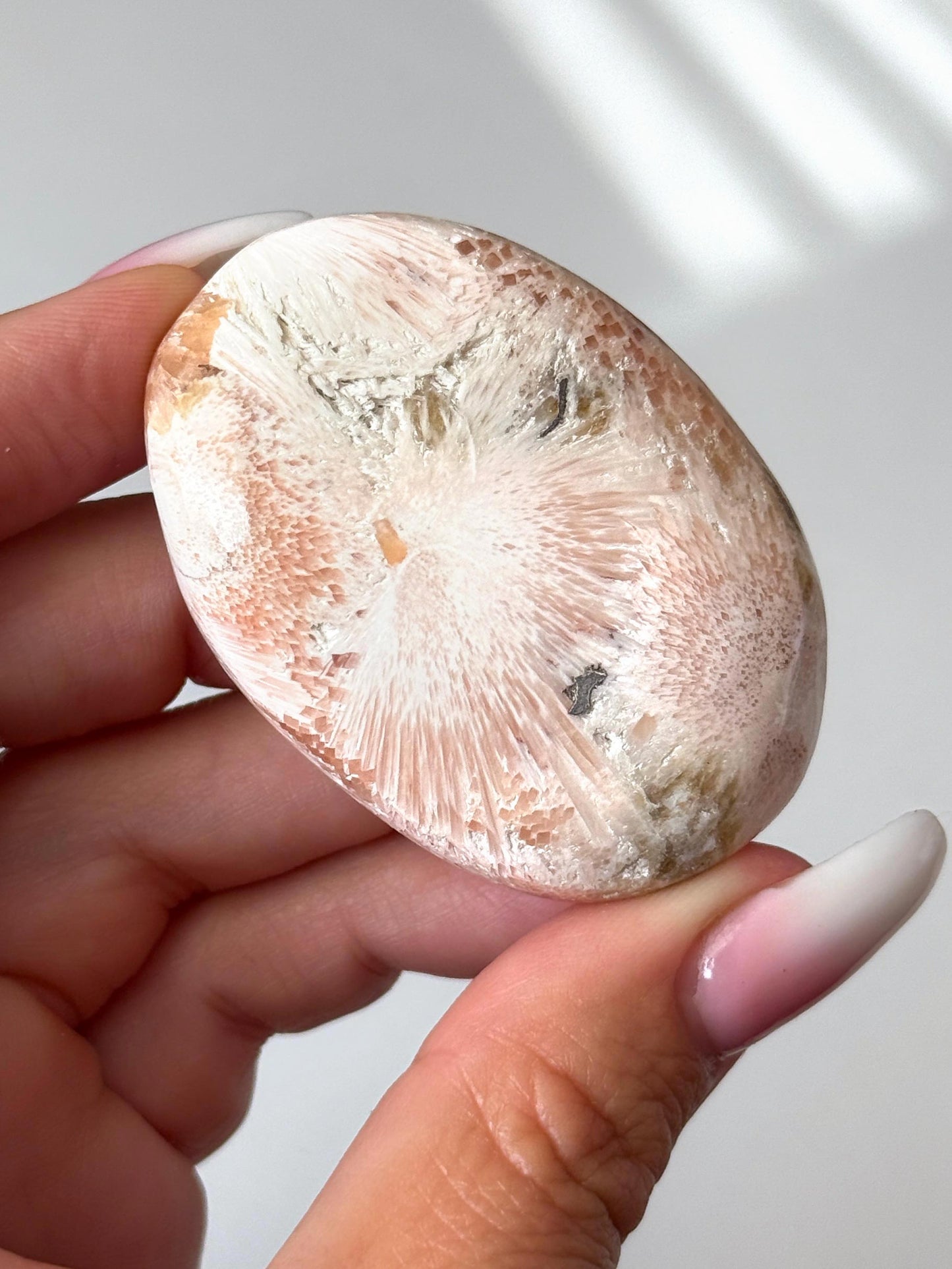 Pink Scolecite Palm Stone