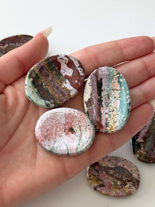 Pink Sea Jasper Worry Stone