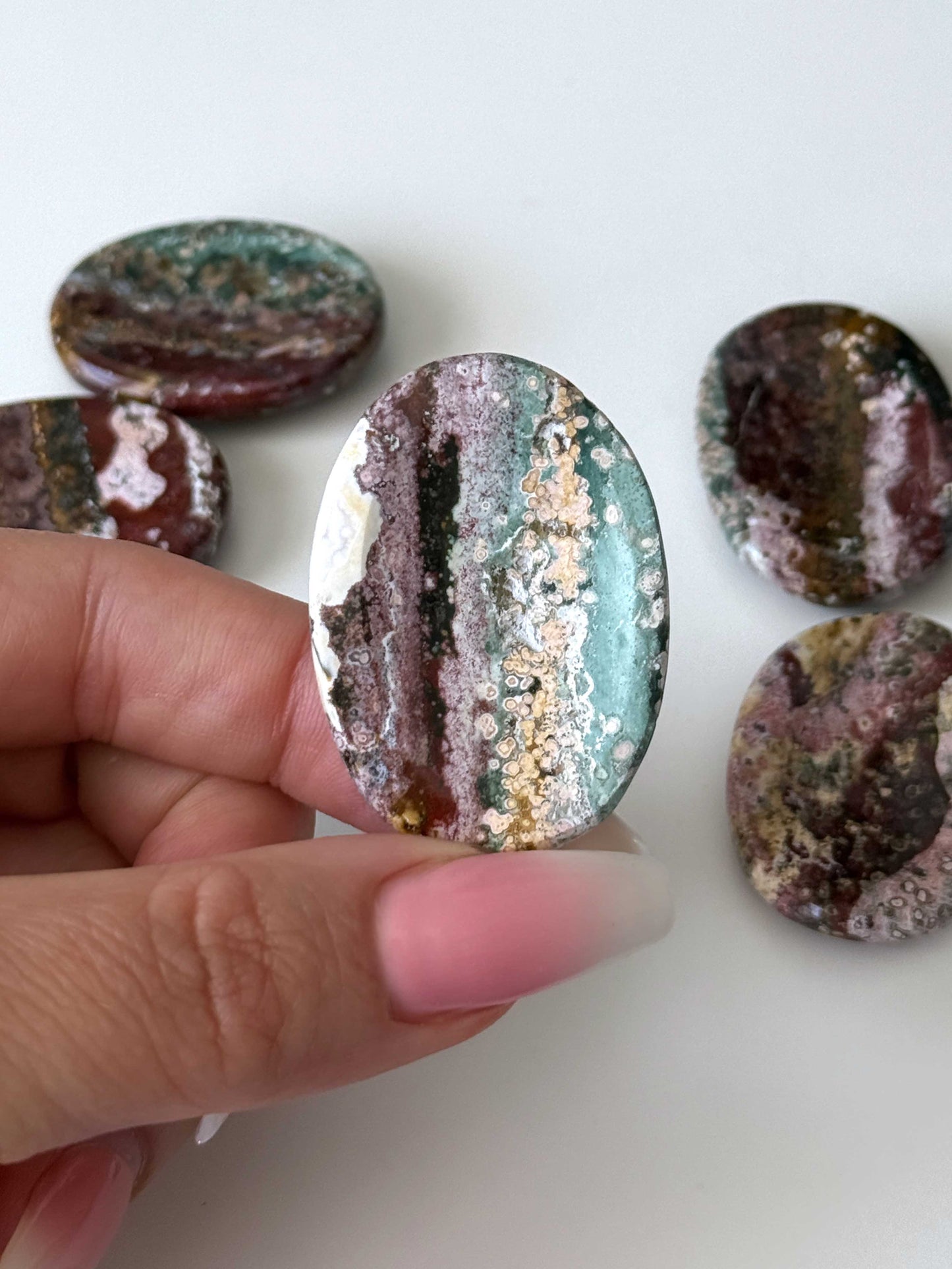 Pink Sea Jasper Worry Stone