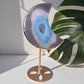Agate Druzy Crescent Moon on Stand