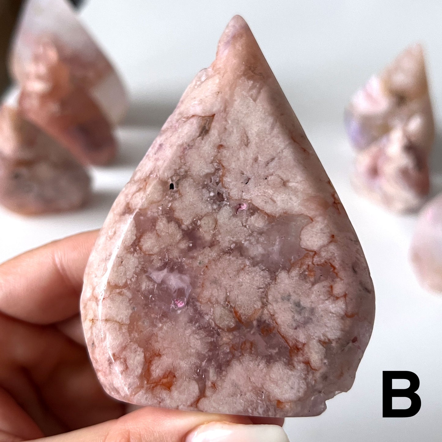 Pink Flower Agate Flame Point