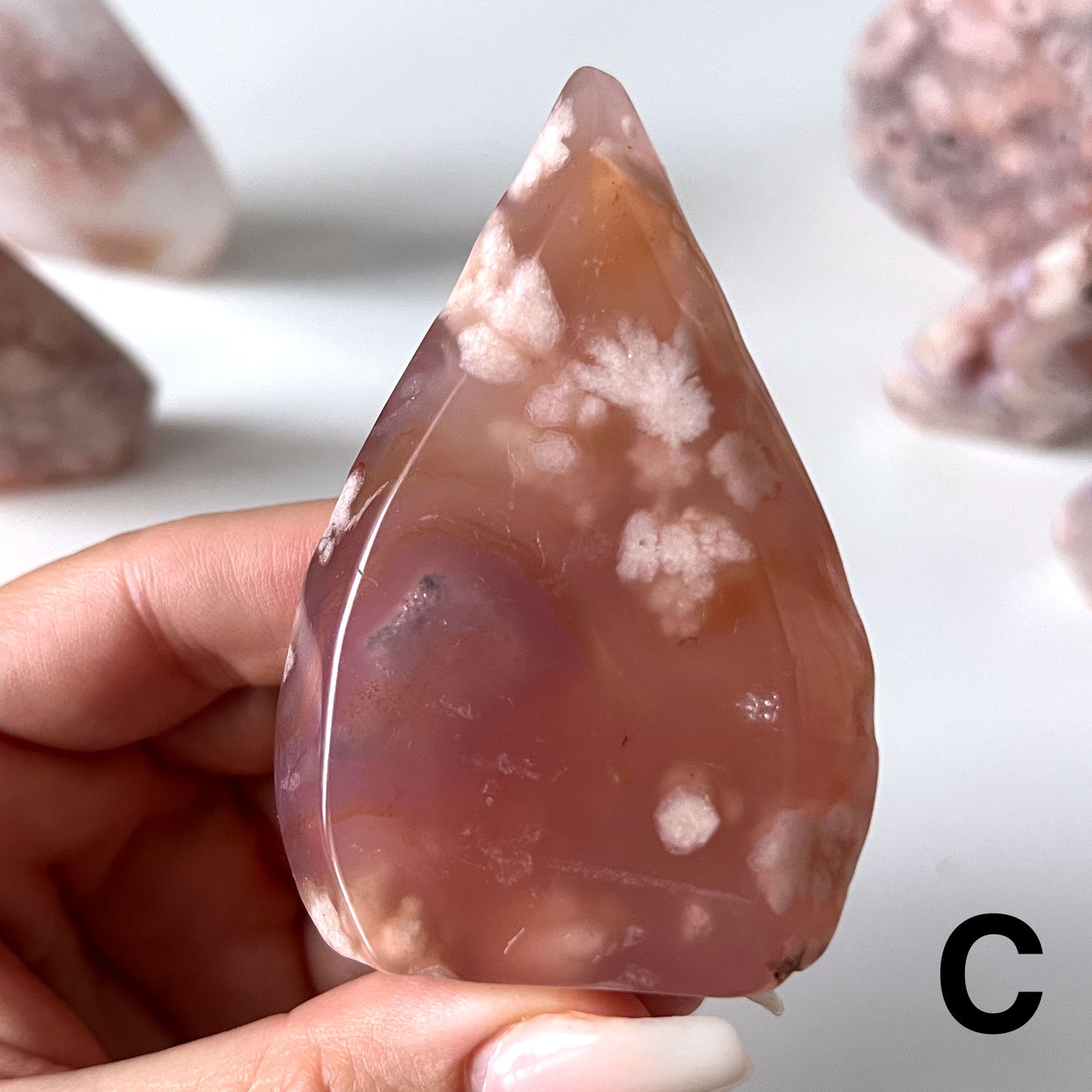 Pink Flower Agate Flame Point