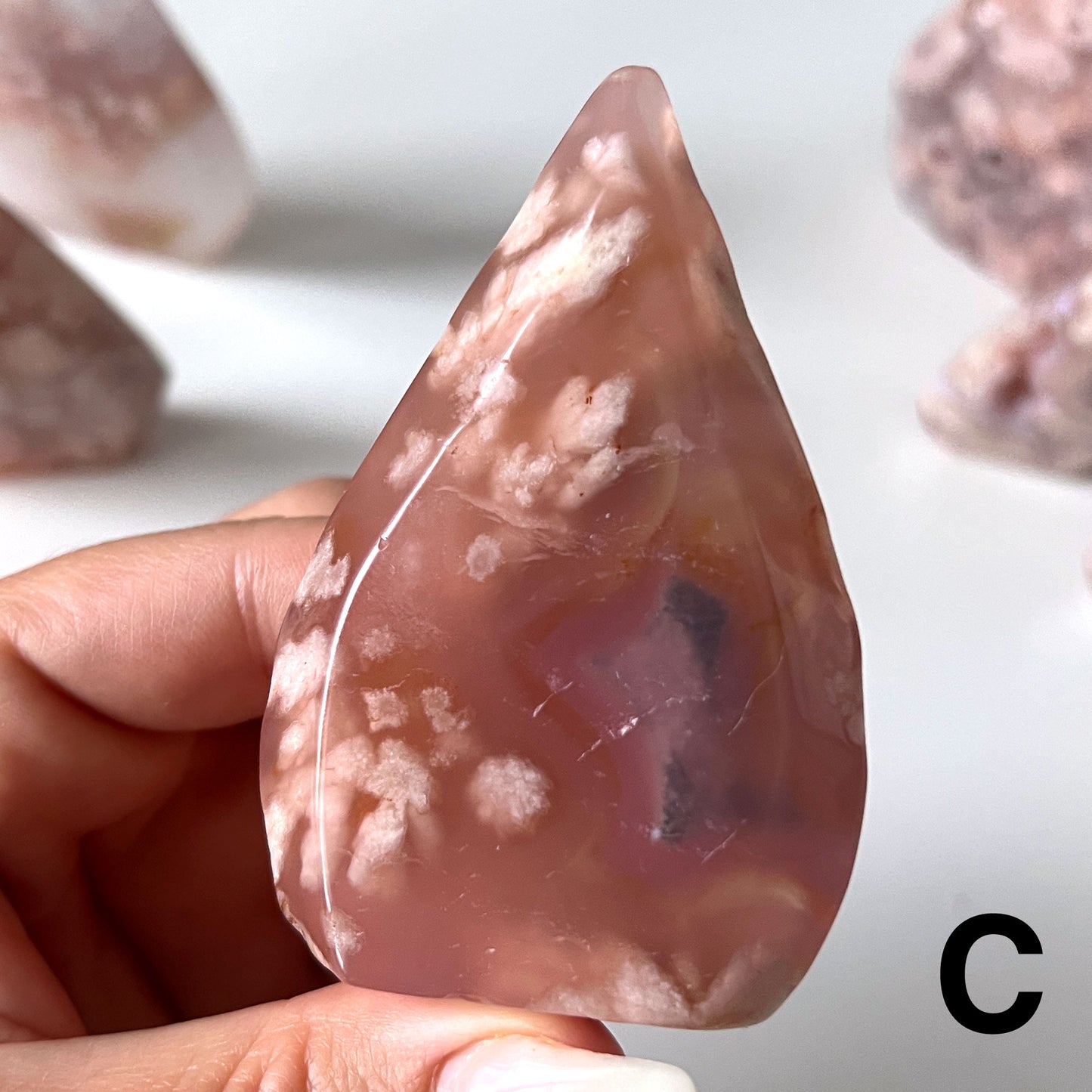 Pink Flower Agate Flame Point