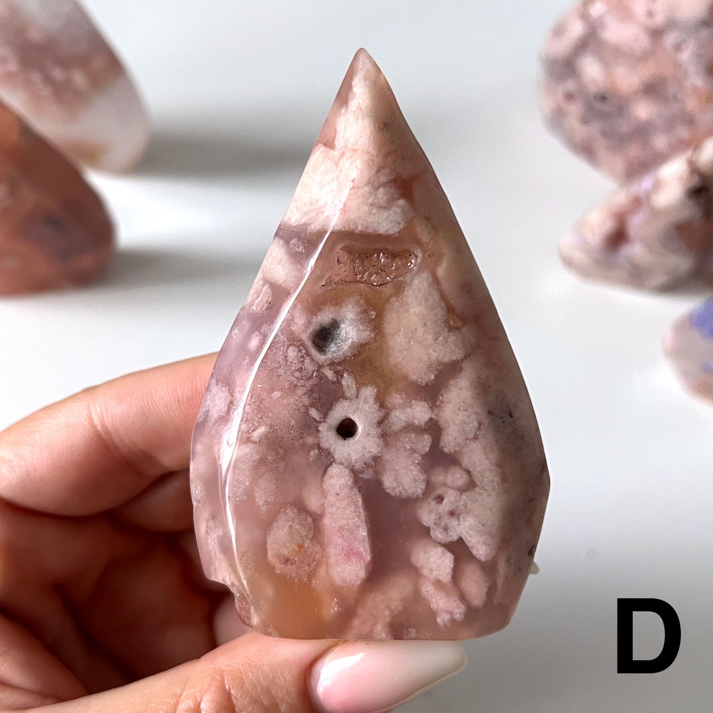 Pink Flower Agate Flame Point