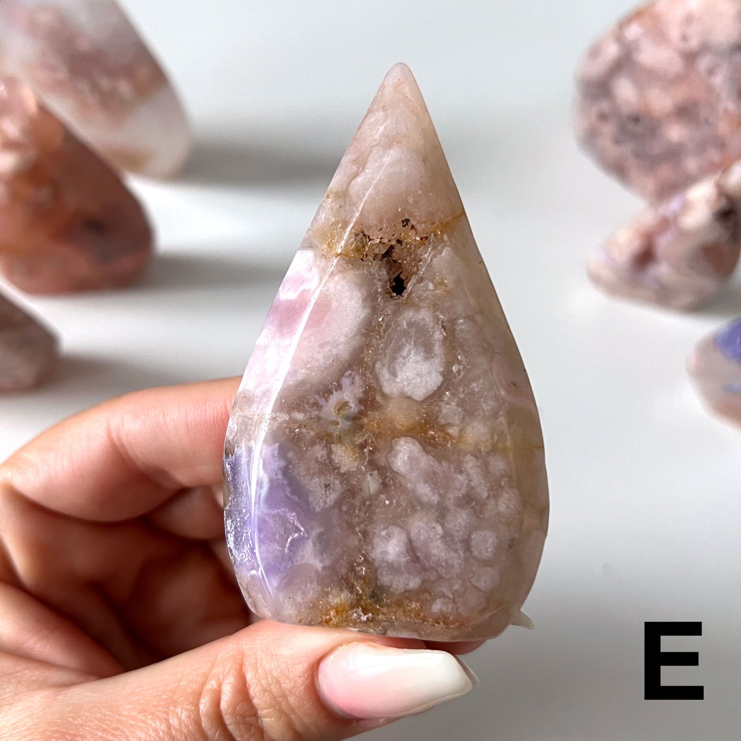 Pink Flower Agate Flame Point